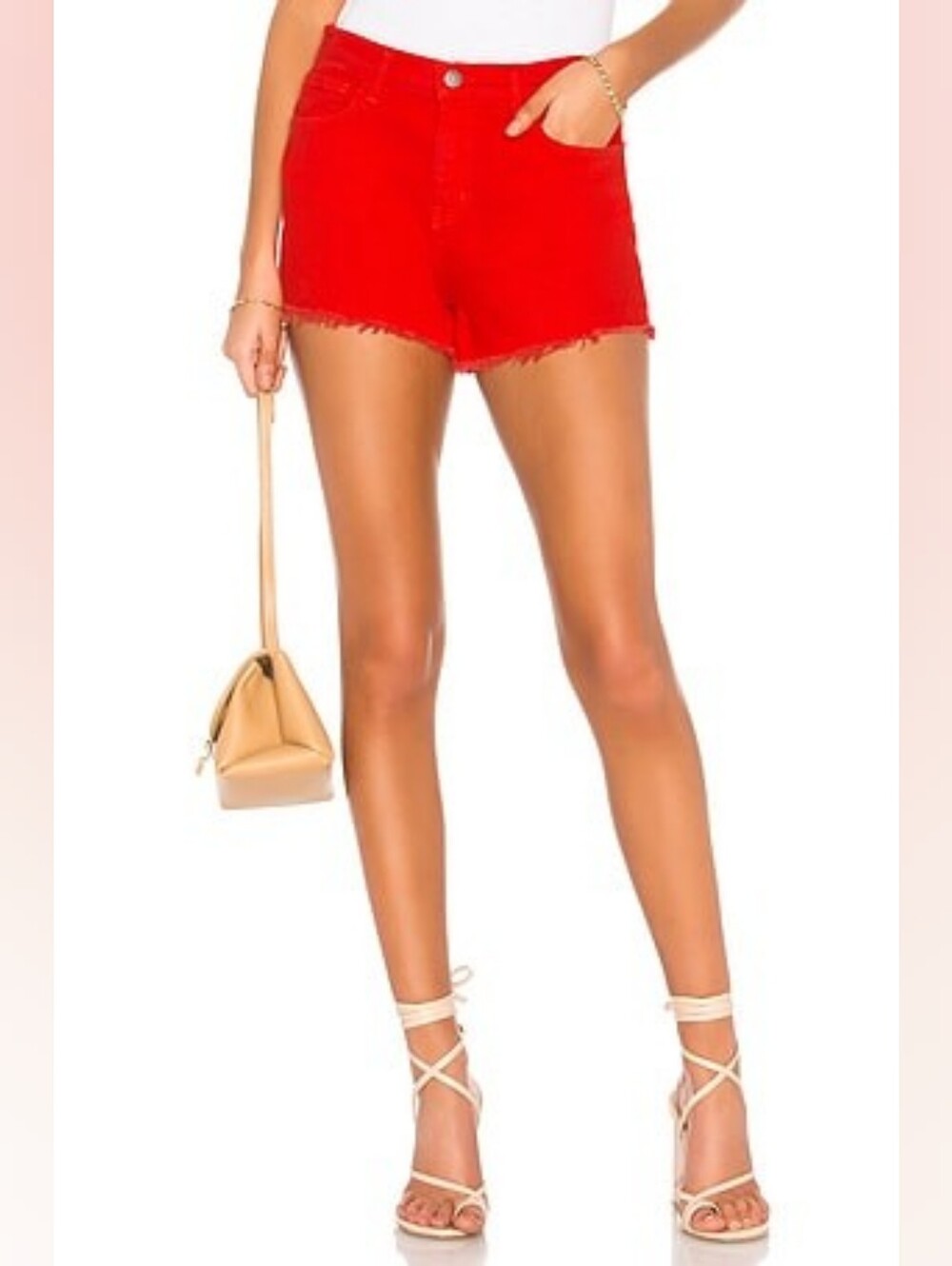 L'agence Ryland Denim Shorts, Size 24, Red